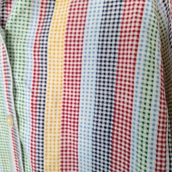 Vtg 70s 80s Primary Color Stripe Pointed Collar Button Up Shirt Size 8 Girls Top - Picture 2 of 8